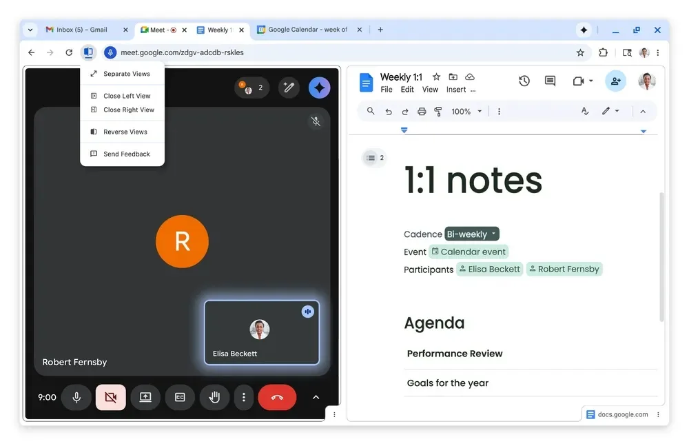 Google Chrome's Split View feature