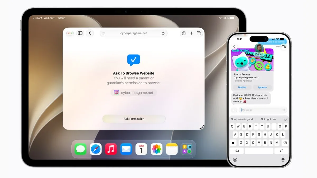 Across iPhone, iPad, and Mac, with Safari, Ask to Browse ensures kids will get permission from parents before accessing a new website